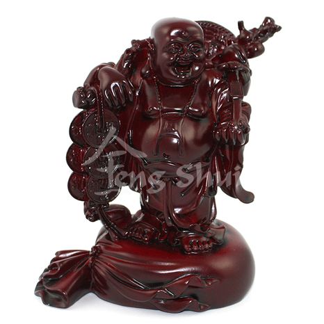 Buddha hojnosti a zdravia s mincami, červený