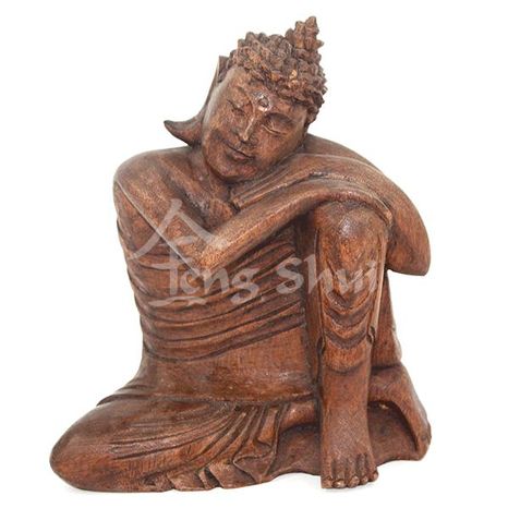 Buddha rozjímající, dřevo 20x18 cm