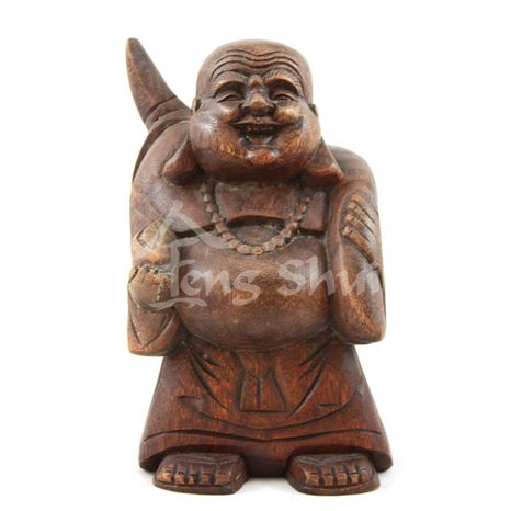 Buddha hojnosti a radosti, dřevo 21x13 cm