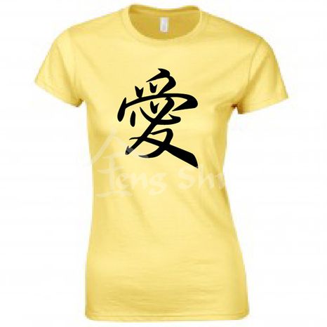 Tričko Kaligrafie Láska, dámske, žluté