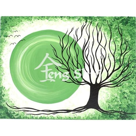 Obraz Strom života 3, 21x16 cm, zelený