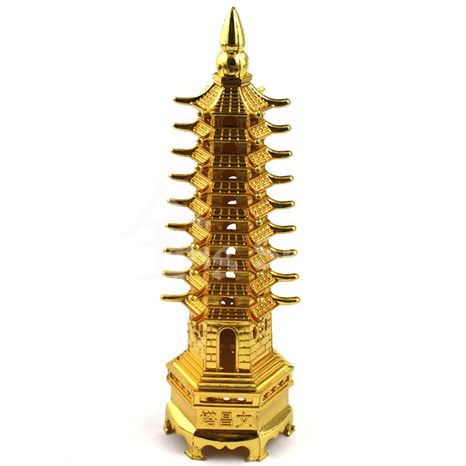 Pagoda šťastia, zlatá 13 cm
