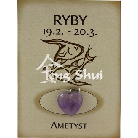 Prívesok Ryby 19.2.-20.3. srdce Ametyst