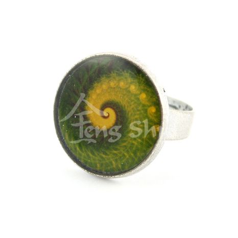 Prsteň Mandala Špirála zelená kruh 2 cm