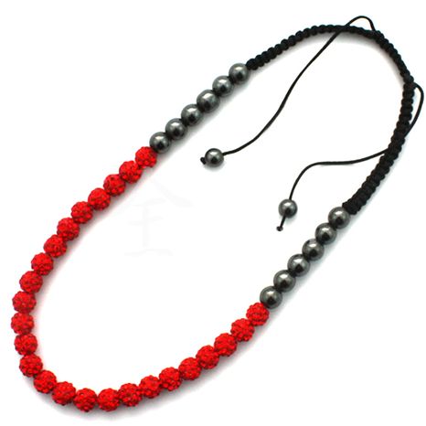 Shamballa náhrdelník červený